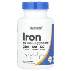 Nutricost Iron Capsules 25mg – Iron Supplement, 120 or 240 Capsules