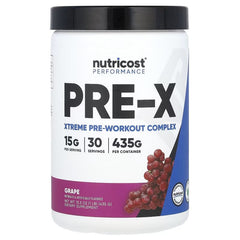 Nutricost Performance PRE-X Xtreme Pre-Workout Complex – Grape & Blue Raspberry Flavors (435g, 447g, 870g)