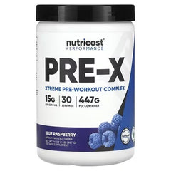 Nutricost Performance PRE-X Xtreme Pre-Workout Complex – Grape & Blue Raspberry Flavors (435g, 447g, 870g)