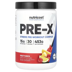 Nutricost Performance PRE-X Xtreme Pre-Workout Complex Fruit Punch – Advanced Pre-Workout Formula (453g & 1,002g)