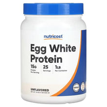 Nutricost egg white protein powder tub, unflavored 1 lb label
