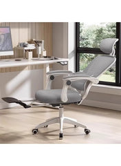 Ergonomic Mesh Office Chair with Headrest & Adjustable Lumbar Support – Gray & White