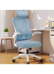 Ergonomic Mesh Office Chair with Headrest & Adjustable Lumbar Support – Gray & White