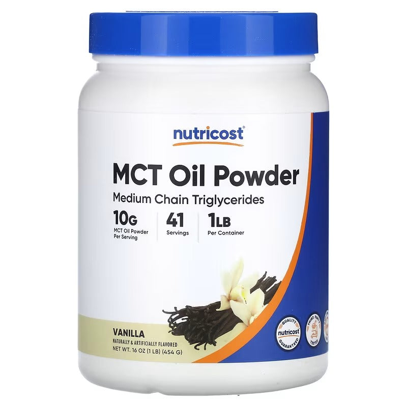 Nutricost MCT Oil Powder – Vanilla, Salted Caramel & Unflavored | 16 oz (454 g)