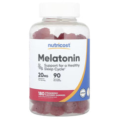 Nutricost Melatonin Gummies – Strawberry, 180 Gummies (Available in 1mg, 3mg, 5mg & 10mg)