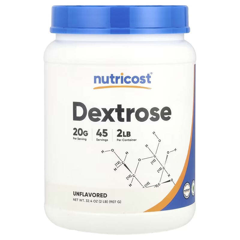 Nutricost Dextrose Powder, Unflavoured, 2 lb (907 g) – Fast-Mixing Carbohydrate Powder