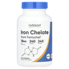 Nutricost Iron Chelate from Ferrochel®, 18 mg, 240 Capsules – Chelated Iron Supplement
