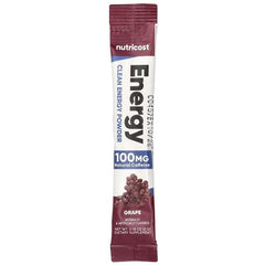 Nutricost Energy Clean Energy Powder Stick Packs – Fruit Punch, Grape, Green Apple & Passionfruit Guava, 20 Stick Packs