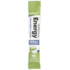 Nutricost Energy Clean Energy Powder Stick Packs – Fruit Punch, Grape, Green Apple & Passionfruit Guava, 20 Stick Packs