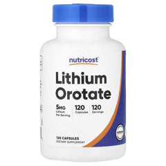 Nutricost Lithium Orotate, 5 mg & 10 mg – 120 Capsules