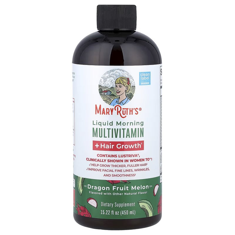 MaryRuth's Liquid Morning Multivitamin + Hair Growth – Dragon Fruit Melon & Peach Mango