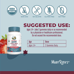 MaryRuth's, Organic Hair, Skin & Nails Gummies, Strawberry, 60 Gummies