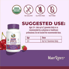 MaryRuth's, Organic Men's Multivitamin Gummies, Cherry & Raspberry, 60 Gummies