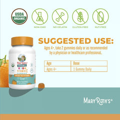 MaryRuth's, Organic Kids Vitamin C Gummies, Orange, 60 Gummies (45 mg per Gummy)