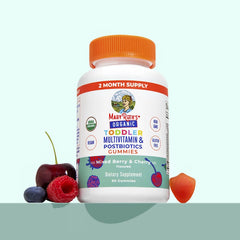 MaryRuth's, Organic Toddler Multivitamin & Postbiotics Gummies, Mixed Berry & Cherry, 60 Gummies