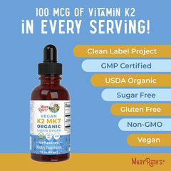 MaryRuth's, Organic Vegan K2 MK7 Liquid Drops, Unflavoured, 1 fl oz (30 ml)