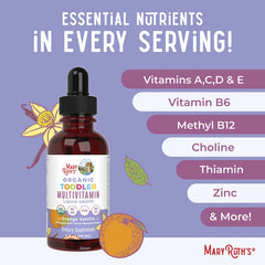 MaryRuth's, Organic Toddler Multivitamin Liquid Drops, 1-3 Years, Orange Vanilla, 2 fl oz (60 ml)