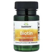 Biotin 5,000 mcg vegan capsules bottle with black cap and green capsule fill