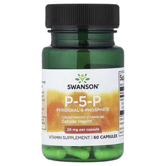Swanson P-5-P vitamin capsules bottle, 20 mg per capsule, 60 capsules
