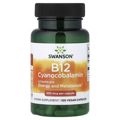 Swanson Vitamins Vitamin B12, 500 mcg Capsules