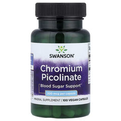 Swanson Vitamins Chromium Picolinate, 200 mcg Capsules