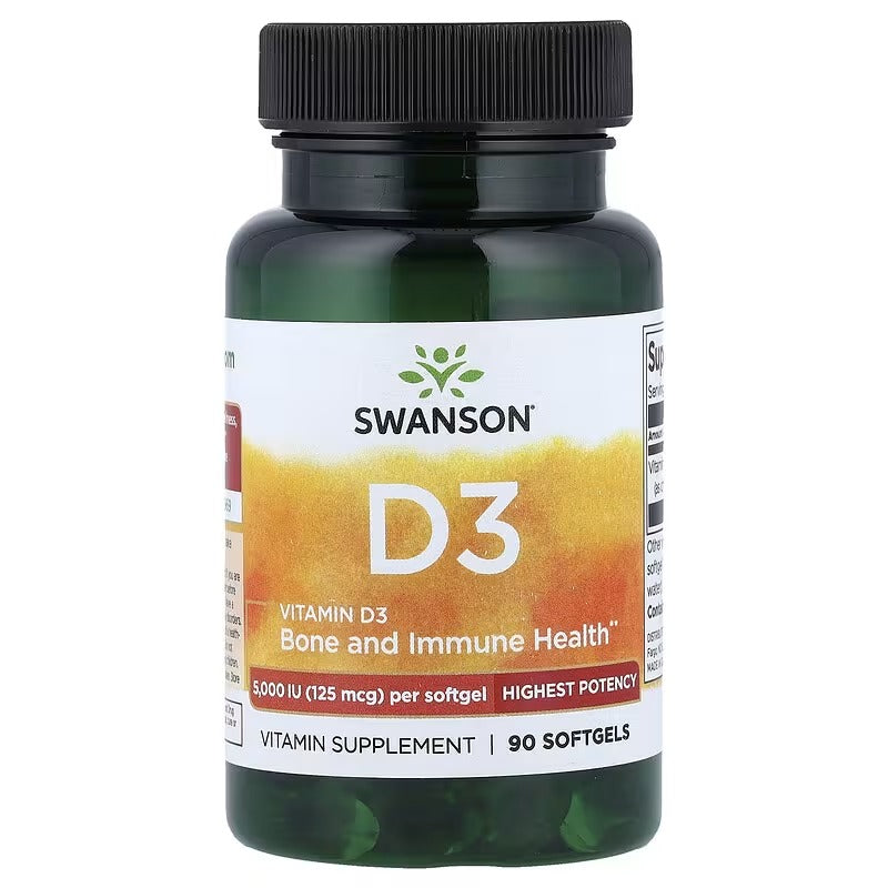 Swanson Vitamins Vitamin D3, Highest Potency, 125 mcg (5,000 IU)