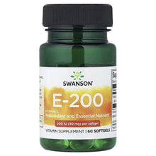 Vitamin E softgels bottle, E-200, 200 IU (90 mg) per softgel, 60 softgels