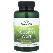 Swanson Full Spectrum St. John’s Wort vegan supplement bottle, 375 mg per capsule