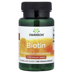 Swanson Vitamins Biotin 5,000 mcg, Vegan Capsules