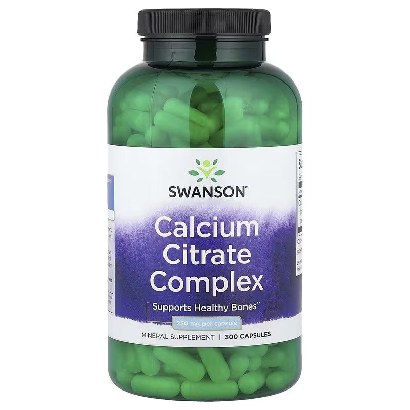 Swanson Calcium Citrate Complex 250 mg supplement bottle, 300 capsules