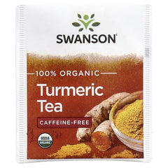 Turmeric caffeine-free organic herbal tea sachet with turmeric root and USDA seal