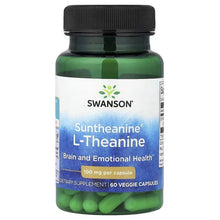 Swanson Suntheanine L-Theanine bottle, 100 mg per capsule, 60 vegan capsules