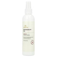 Swanson magnesium oil bottle with spray pump; white label and cap.