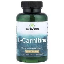 L-Carnitine supplement bottle, black cap, 500 mg tablets, 100 count