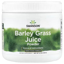 Swanson barley grass juice powder jar, white label with green grassy graphic