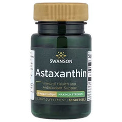 Swanson Astaxanthin softgels bottle, 12 mg per softgel, tan cap, 30 count