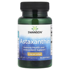 Swanson Astaxanthin softgels bottle, 4 mg per softgel, black cap, 60 count