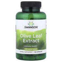 Swanson Olive Leaf Extract herbal bottle, 500 mg per capsule, 60 capsules
