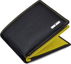 URBAN FOREST Kyle Black/Yellow Leather Wallet for Men