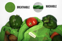 Necavu 100% Cotton Fridge Storage Bags, Set of 6, Neem Green.