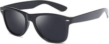 Black square sunglasses with dark lenses and glossy frame