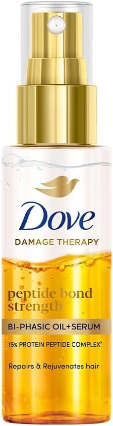 Dove Damage Therapy peptide bond strength bi-phasic oil-serum bottle with gold cap