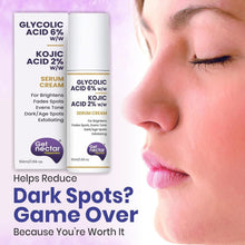Glycolic acid 6% and kojic acid 2% serum cream with serum bottles, 50 ml