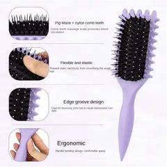 Women's Hollow Hair Comb – Multi-Functional Curly Hair Brush & Scalp Massager