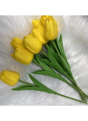 Yellow Artificial Tulip – Lifelike Soft Rubber Garden Decor