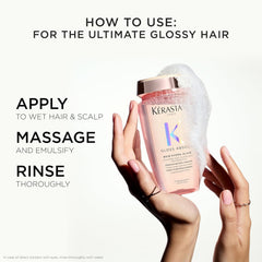 Kérastase Gloss Absolu High-Shine Anti-Frizz Shampoo, Cleanses & Reveals Ultimate Shine, for Glossy & Bouncy Hair with Glycolic Acid, Hyaluronic Acid & Wild Rose