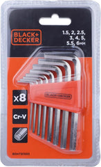 Black & Decker 8 Pieces 1.5-6Mm Steel Hexkey Set, Orange/Black - Bdht81593