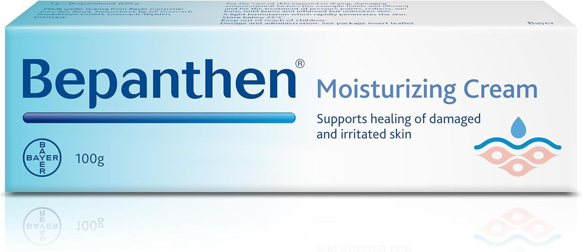 Bepanthen Moisturizing Cream, 100g, Skin Moisturizer for Dry, Damaged and Irritated Skin, Provitamin B5 Panthenol, Adults