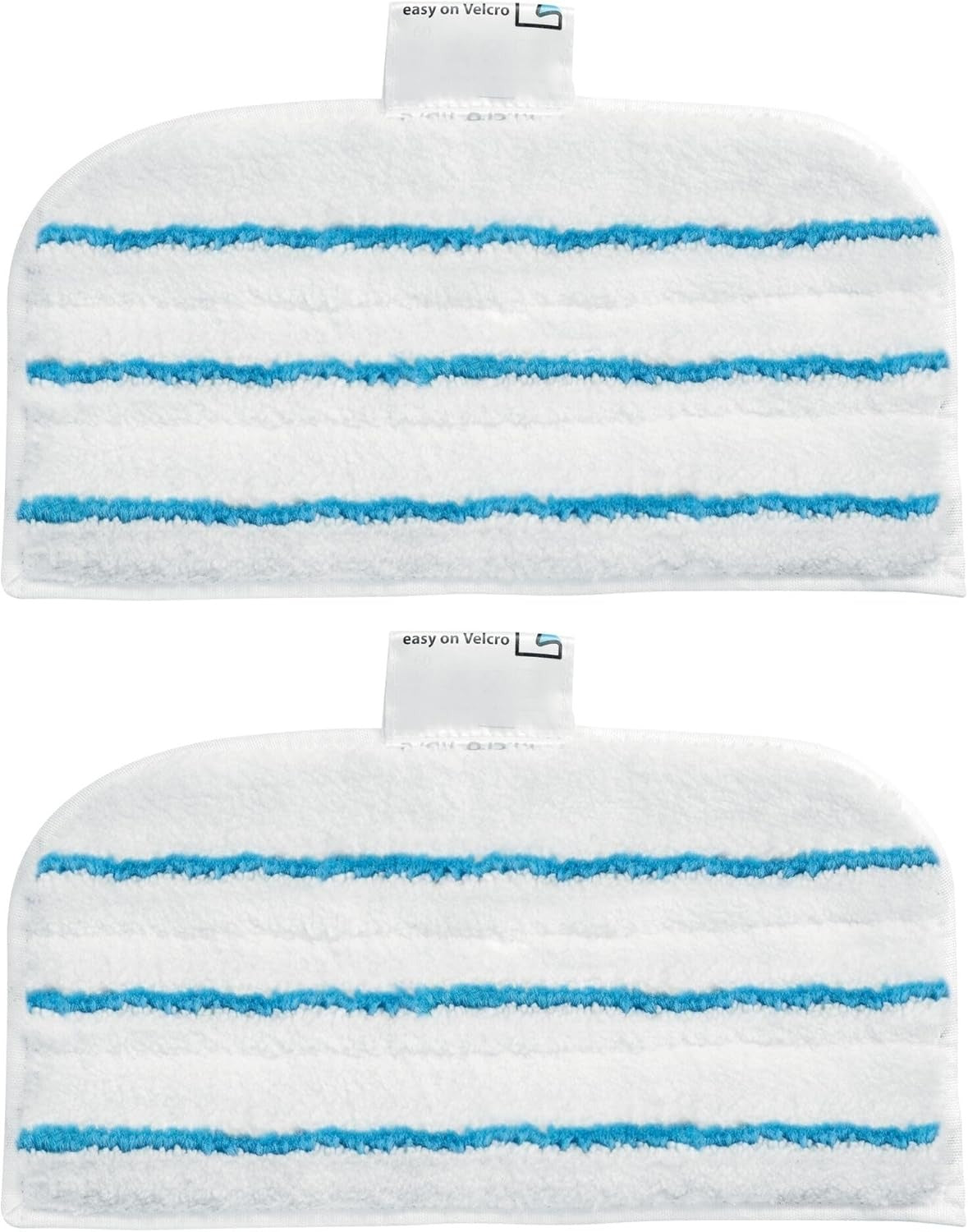 Steam mop replacement pad set (2) with blue stripe terry cloth and Velcro tabs