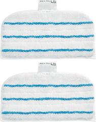 Steam mop replacement pad set (2) with blue stripe terry cloth and Velcro tabs